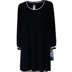 MSK Petite Womens Long Sleeve Black Dress Athleisure Scoop Neck size MP